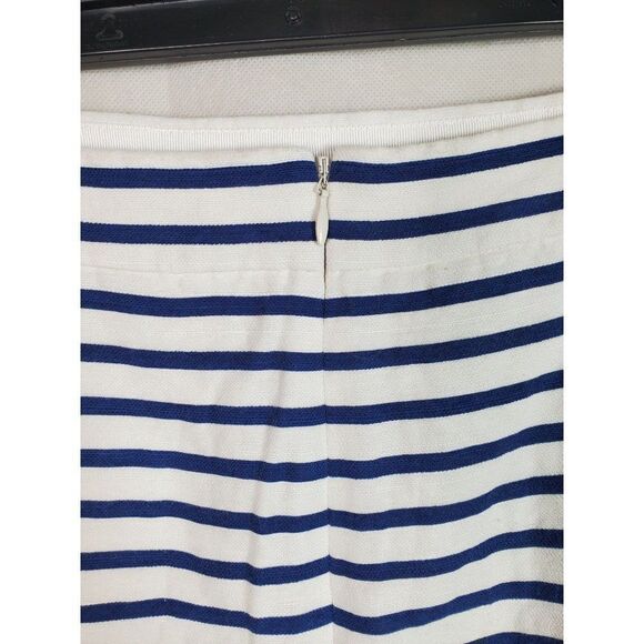 J. Crew Outlet The Pencil Skirt Nautical Striped Linen Blend Lined Navy White - Picture 9 of 11